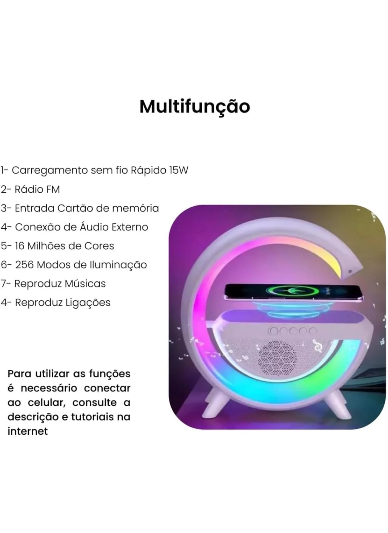 Caja de sonido Bluetooth Altavoz G Lámpara inteligente Bluetooth Cargador inalámbrico 3 en 1 Luz de alarma Estación inteligente RGB