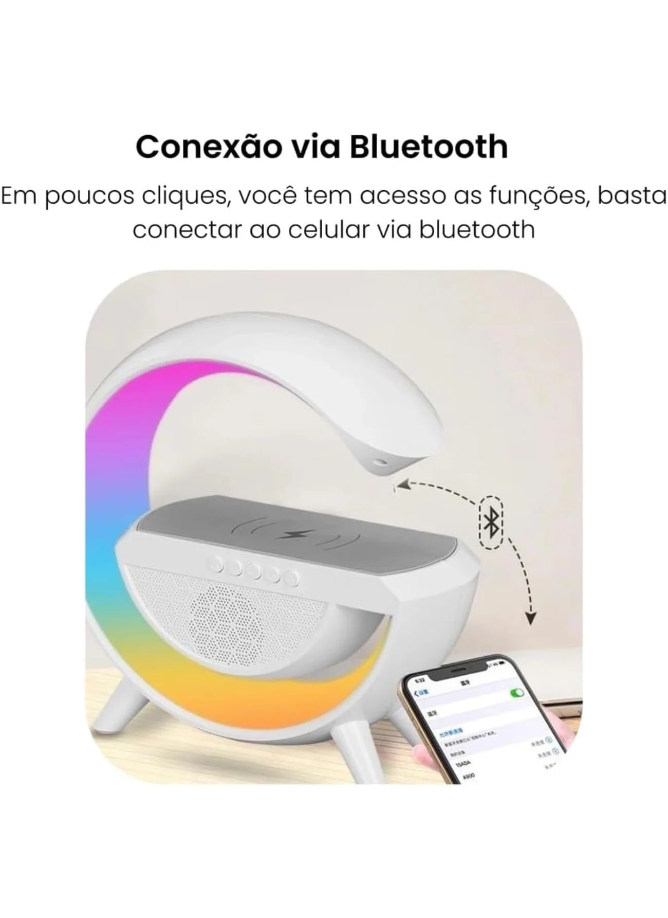 Caja de sonido Bluetooth Altavoz G Lámpara inteligente Bluetooth Cargador inalámbrico 3 en 1 Luz de alarma Estación inteligente RGB