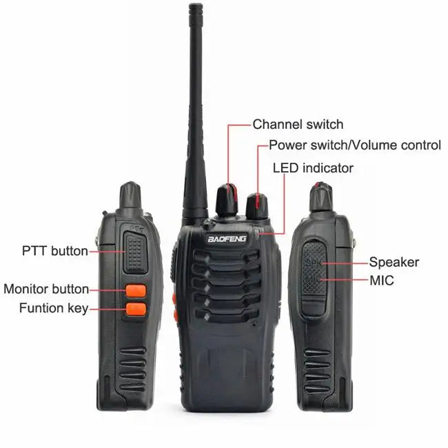 2 unids/lote Baofeng BF-888S Walkie Talkie Radio bidireccional BF 888s UHF 400-470MHz 16CH walkie-talkie Radios transceptor