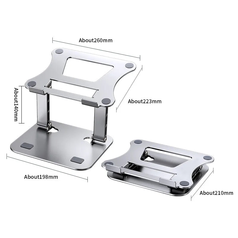 Soporte para tableta y teléfono, soporte ajustable de aleación de aluminio para portátil y tableta de hasta 17 ", soporte plegable portátil, soporte de refrigeración