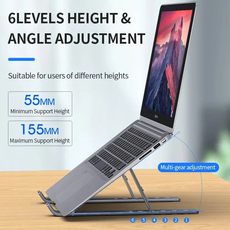 Soporte plegable para ordenador portátil, Base de soporte ajustable para portátil, soporte de aleación de aluminio para Macbook, accesorios para ordenador portátil