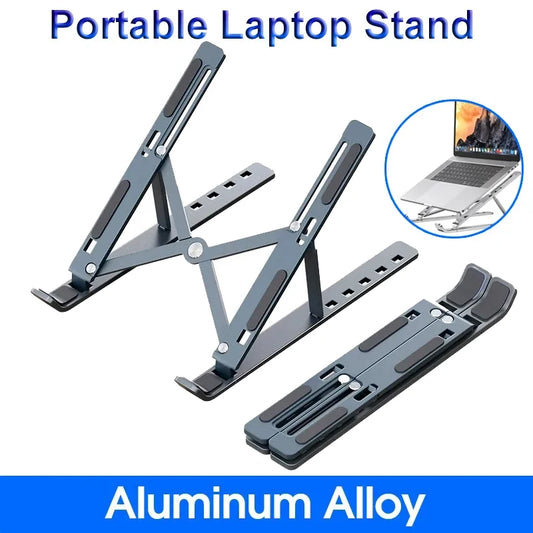 Soporte plegable para ordenador portátil, Base de soporte ajustable para portátil, soporte de aleación de aluminio para Macbook, accesorios para ordenador portátil