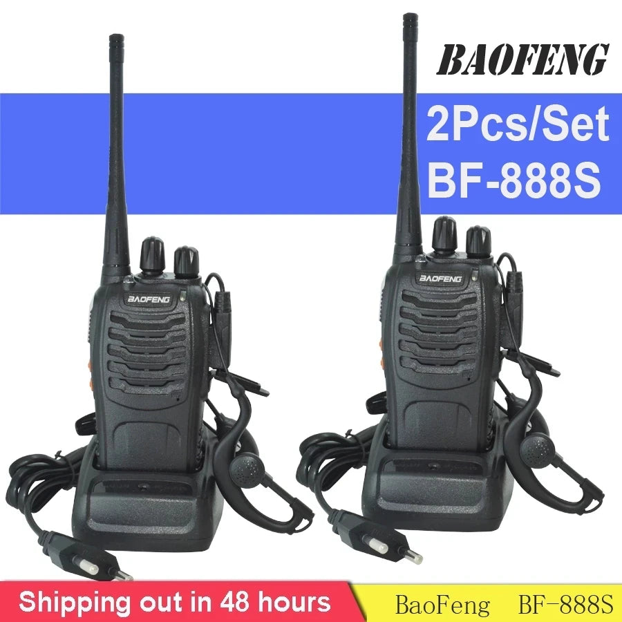 2 unids/lote Baofeng BF-888S Walkie Talkie Radio bidireccional BF 888s UHF 400-470MHz 16CH walkie-talkie Radios transceptor