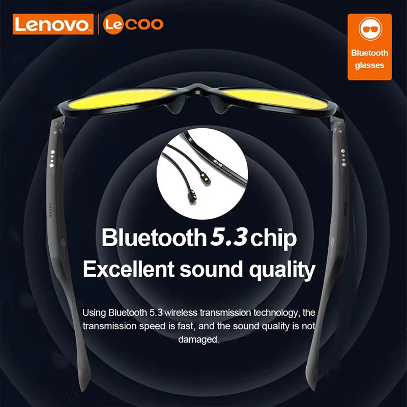 Nuevo Lenovo Lecoo C8 Lite gafas de sol auriculares Bluetooth 5,3 deportes al aire libre HiFi HD llamada gafas Anti azul conducción inalámbrica