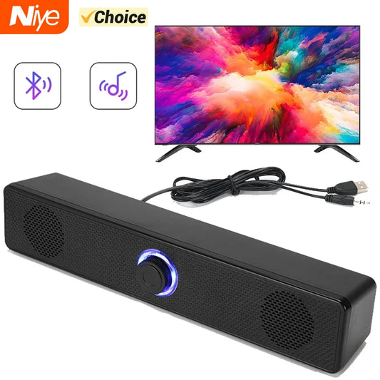 Barra de sonido para PC Altavoz Bluetooth inalámbrico y con cable Barra de sonido alimentada por USB para TV Pc Juegos de ordenador portátil Sistema de audio envolvente para cine en casa