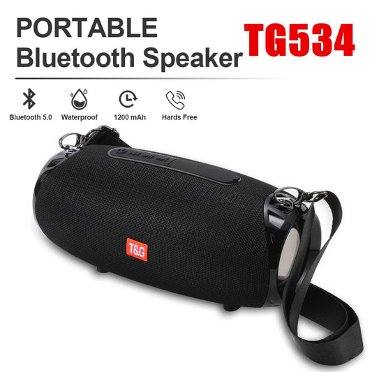 T & G TG534 Altavoz Bluetooth portátil inalámbrico barra de sonido resistente al agua graves pesados altavoz impermeable al aire libre para teléfono inteligente PC