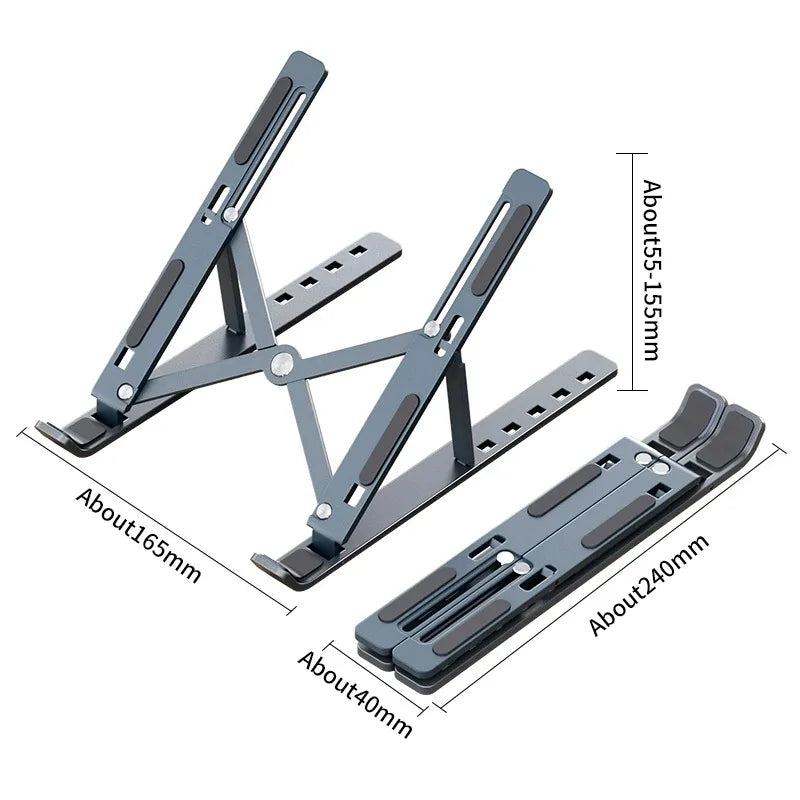 Soporte plegable para ordenador portátil, Base de soporte ajustable para portátil, soporte de aleación de aluminio para Macbook, accesorios para ordenador portátil